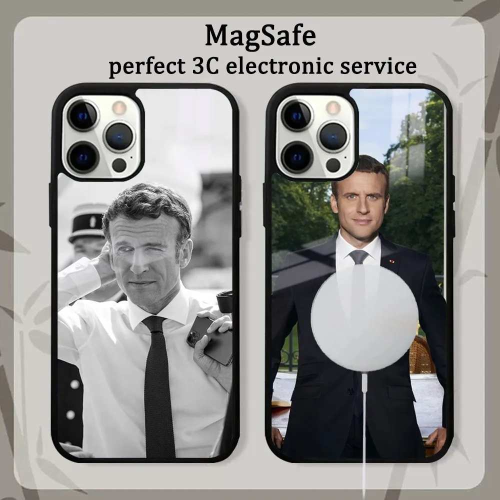 Emmanuel Macron Phone Case For iPhone 16 15 14 13 12 11 Pro Max Plus Mini Magsafe Mirror Wireless Magnetic Cover