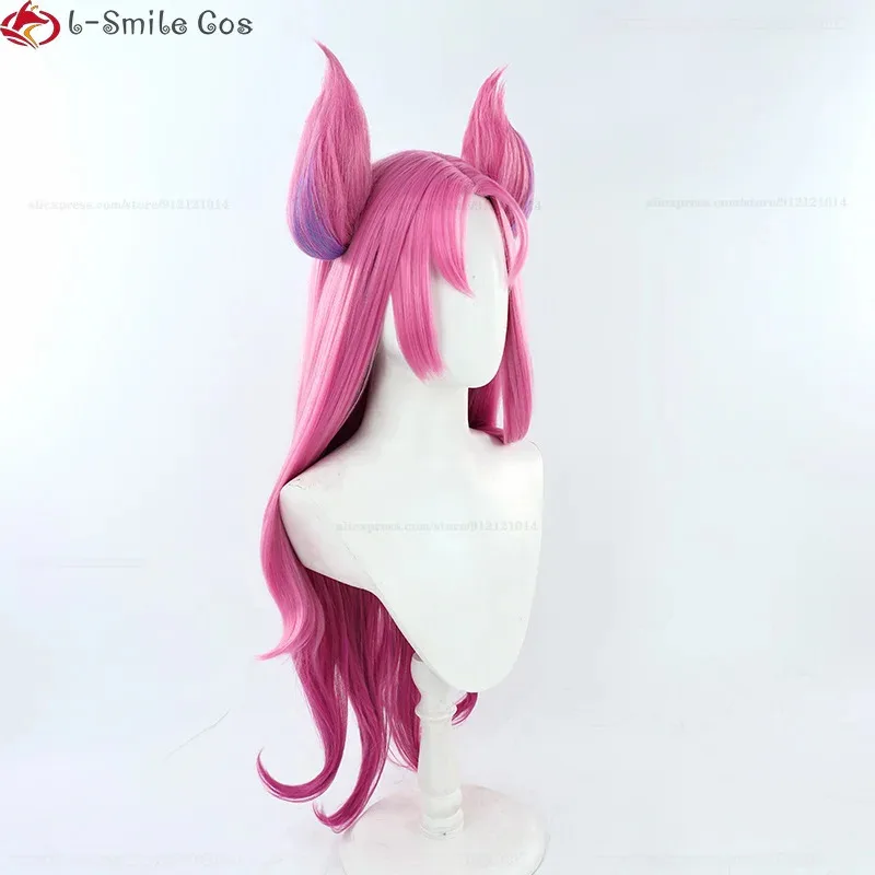 Candy 2025Game LOL Star Guardian Косплей Парик 90 см Длинный Розовый Градиент Каиса Аниме Парики С Ушами Термостойкие Синтетические Ха