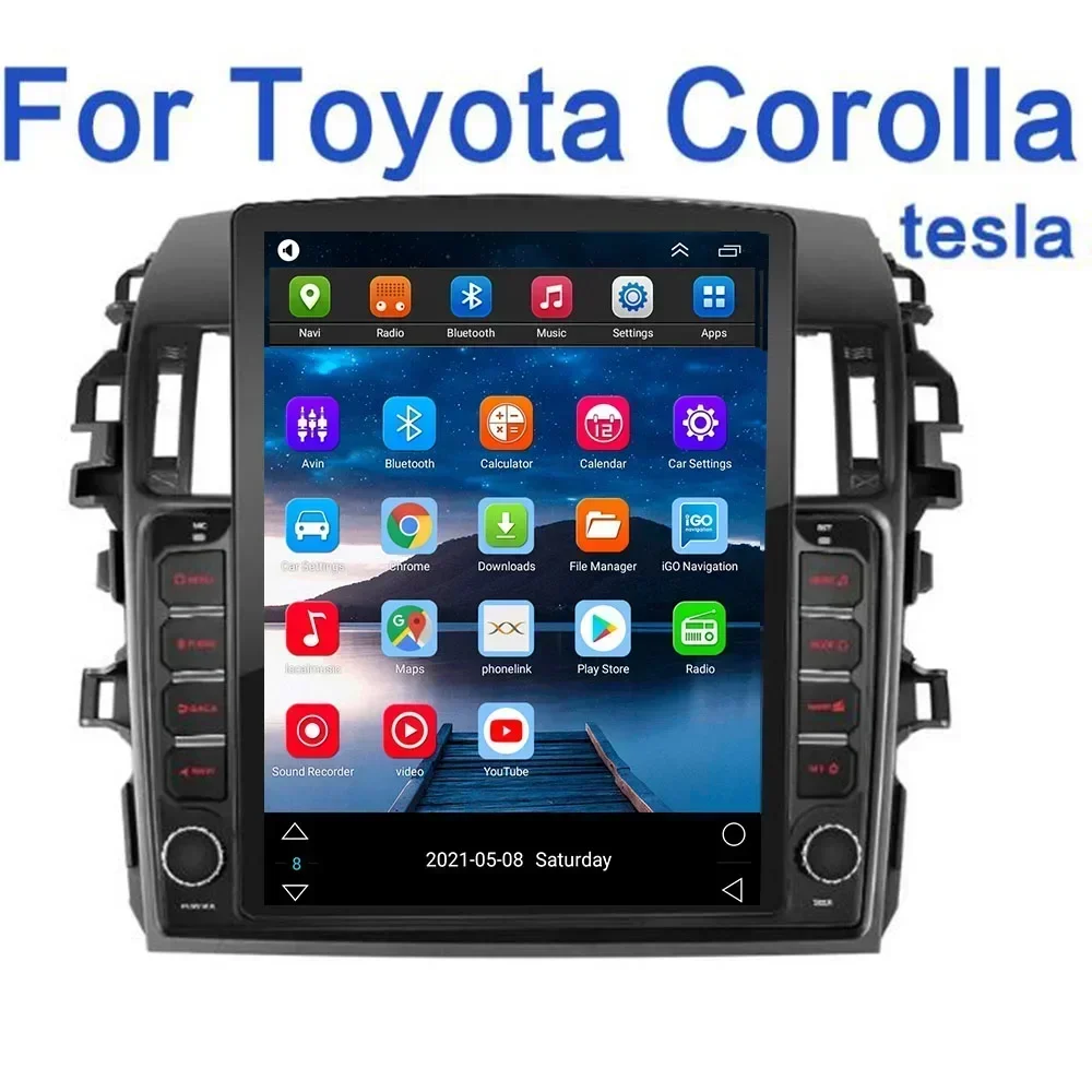 Фото Автомобильный радиоприемник Tesla Style 2Din Android 13 для Toyota Corolla 10 E140 E150 2006-2013, мультимедийный видеоплеер, GPS, стерео Carplay №2