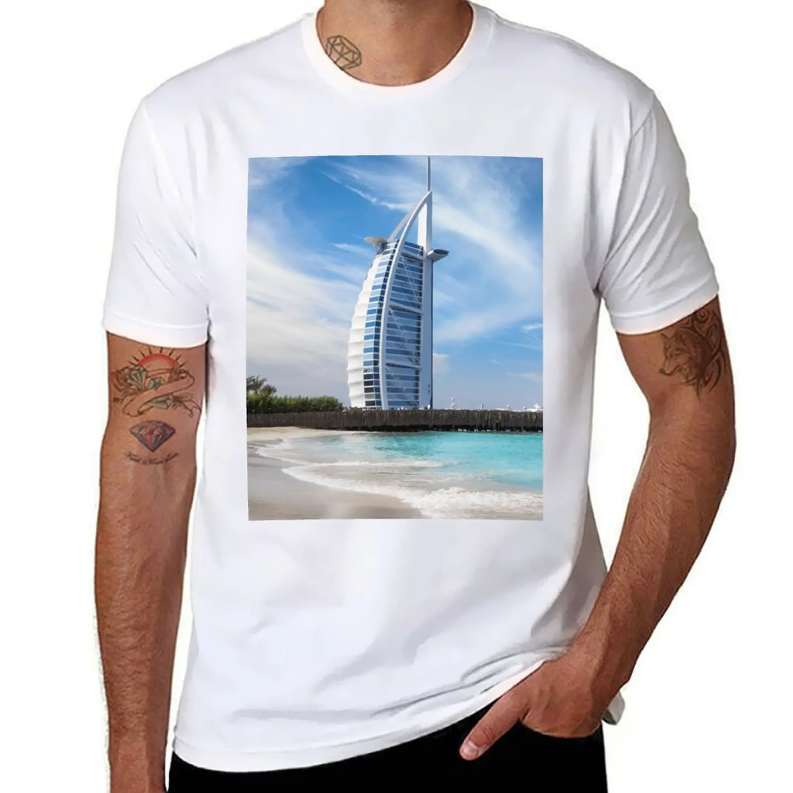 Футболка Burj Al Arab Dubai, мужские винтажные футболки с графикой, футболка из 100% хлопка