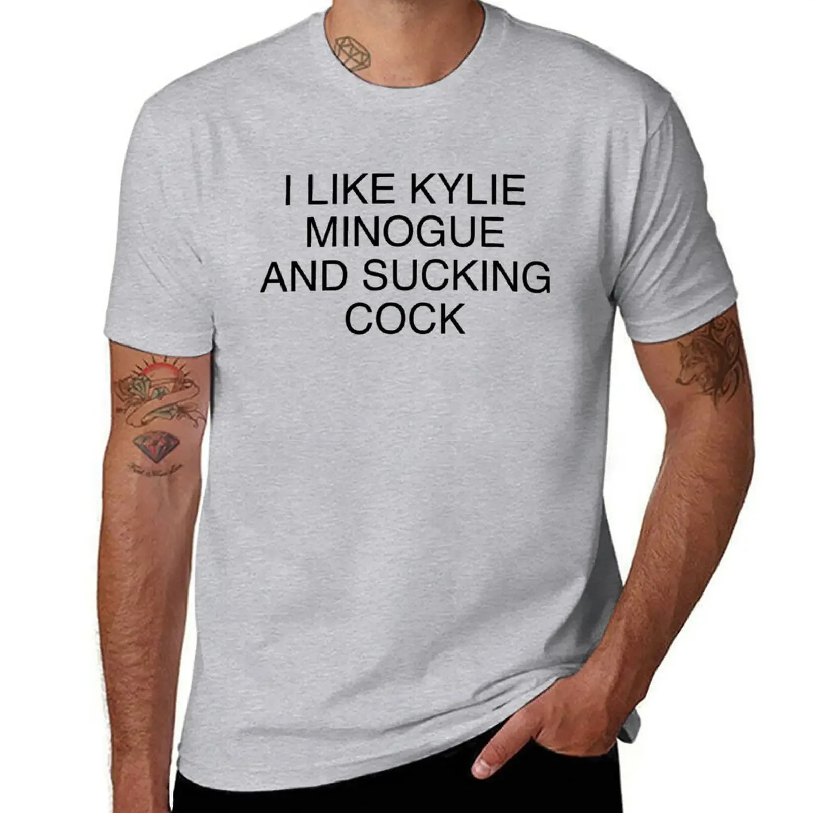 Фото Модная Тяжелая Винтажная летняя круглая I Like Kylie Minogue и сосательный член Футболка funnys винтажная одежда Мужские футболки в упаковке №5