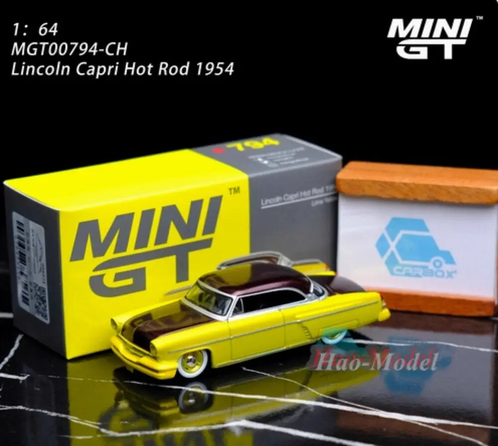 MINIGT 1/64 для Lincoln Capri Hot Rod 1954, литая под давлением модель автомобиля, имитация игрушки, подарки на день рождения для мальчиков, коллекция для хобби