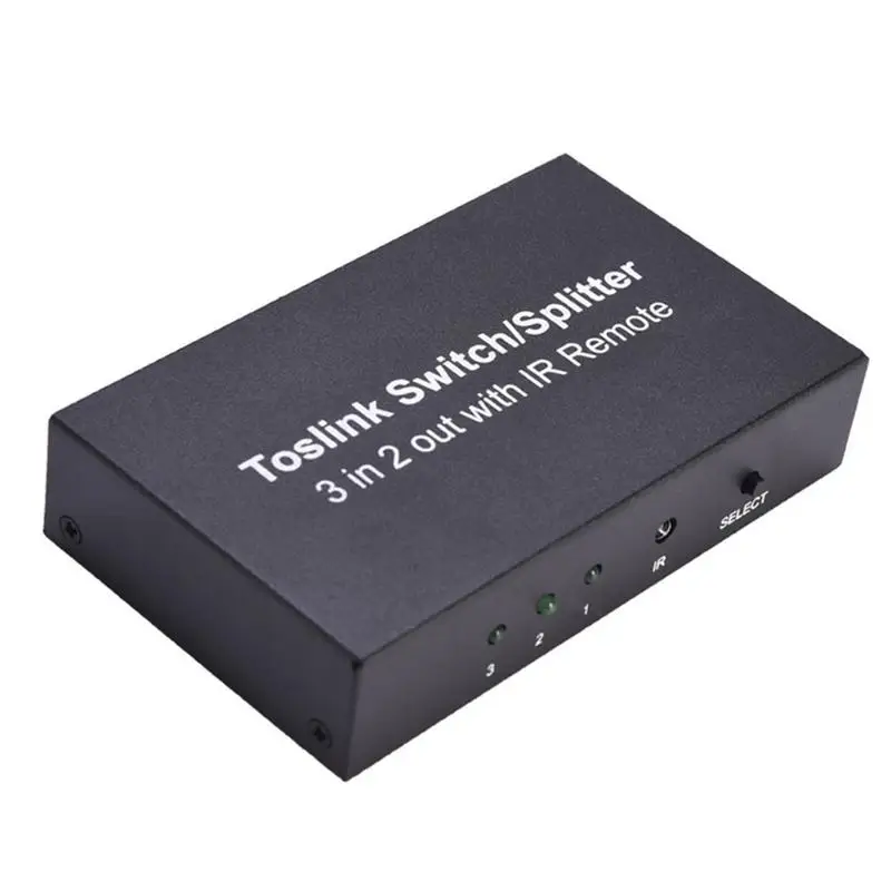 Фото 3 в 2 выхода, переключатель кабеля Toslink, разветвитель SPDIF/TOSLINK, оптический аудио 3x2, переключатель стандарта с ИК-пультом дистанционного управления №5