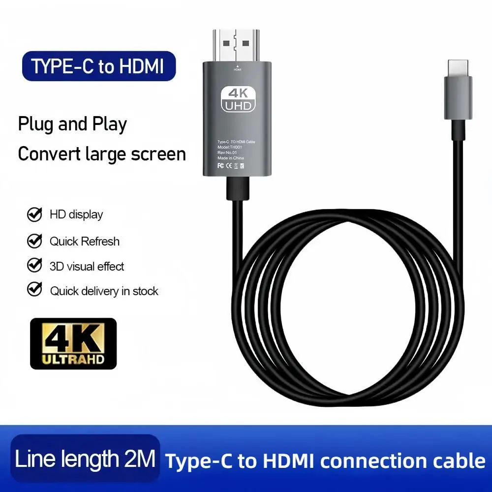 Кабель-адаптер с USB C на HDMI-совместимый, кабель-преобразователь Type C 4K USB 3,1 HDTV для проектора, ПК, MacBook Pro, ноутбука, планшета HUAWEI