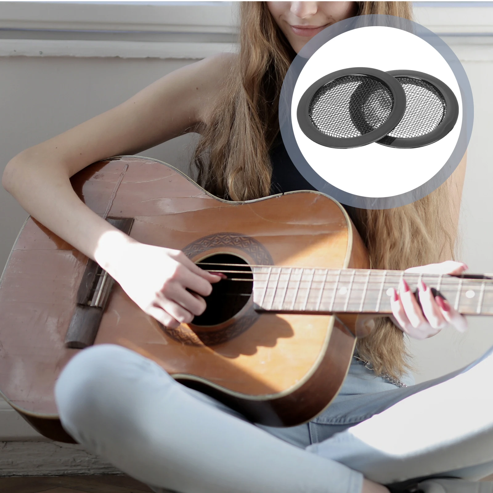 2 шт., металлическая решетка, крышка звукового отверстия для Dobro, аксессуары для резонатора, экранированная вставка для звукового отверстия, крышки для звуковых отверстий для гитары, резонатор (art.: 3920d0ee88cf2) - 3920d0ee88cf2