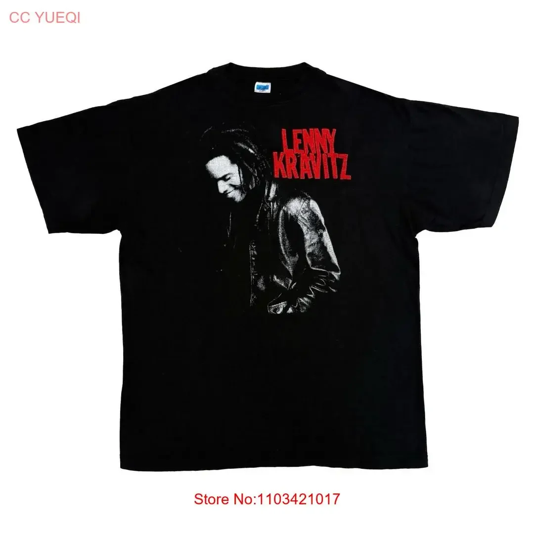 Lenny Kravitz 1990 г., винтажная черная футболка с концертным туром 90-х годов, винтажная стираная универсальная уличная одежда, слегка дизайнерская одежда
