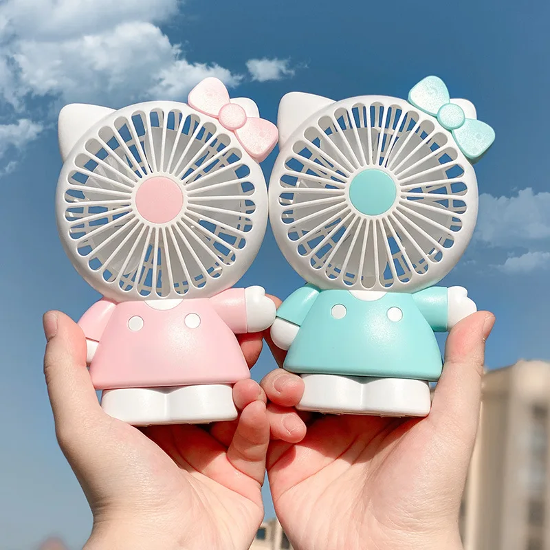 Hello Kitty Mini Usb перезаряжаемый вентилятор портативный тихий настольный вентилятор для офиса дома путешествия милый мультяшный вентилятор подарок для девочек и женщин