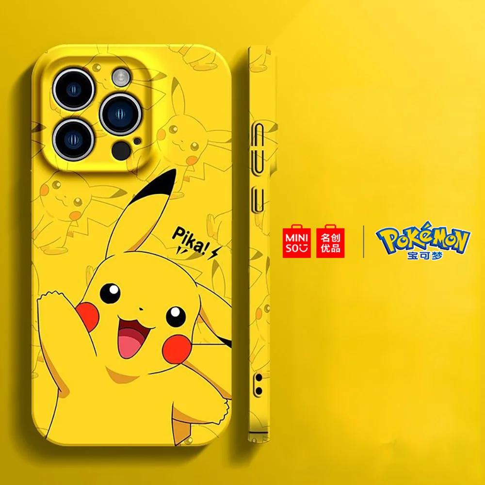 Силиконовый чехол Miniso для телефона с покемоном для iPhone 15 14 13 11 12 16 Pro Max Plus X XR Girl