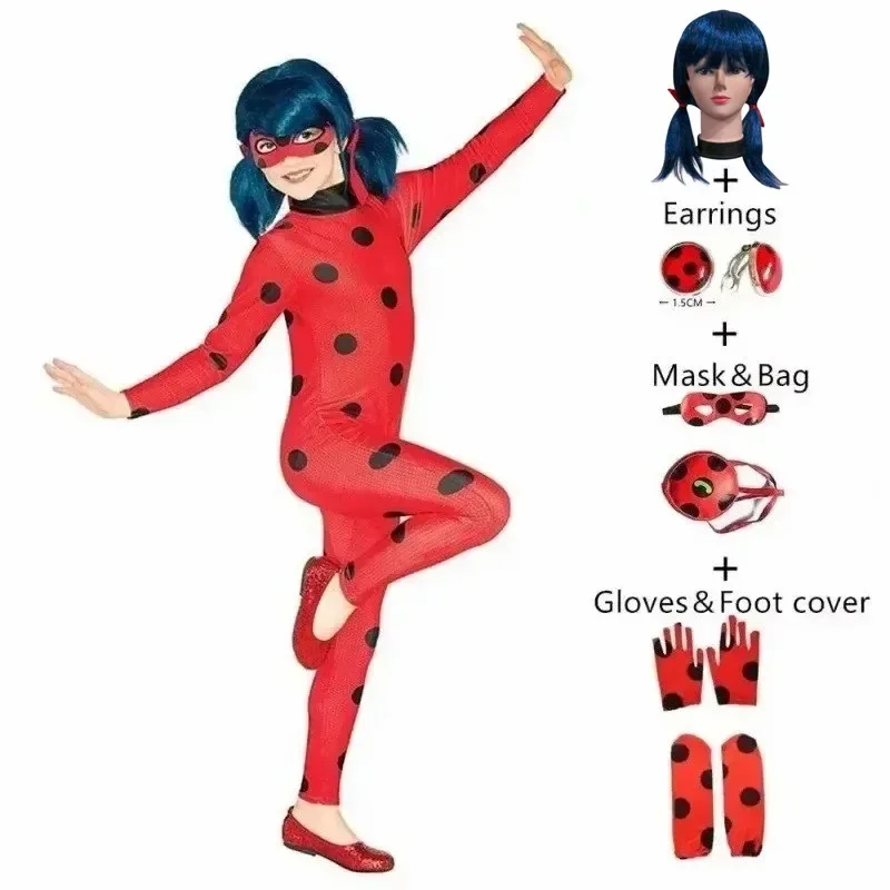 Kerst Kind R Red Bug Kostuum Meisjes Dress Up Комбинезон Masker Tas Пасха Мариннеттинг Косплей Костюмы Вечеринка Kleine Kever Pakken