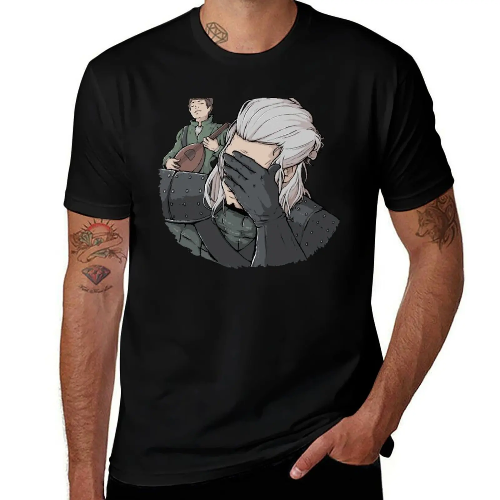 Футболка Geralt Face Palm, черная хлопковая футболка, простая мужская футболка, летняя футболка