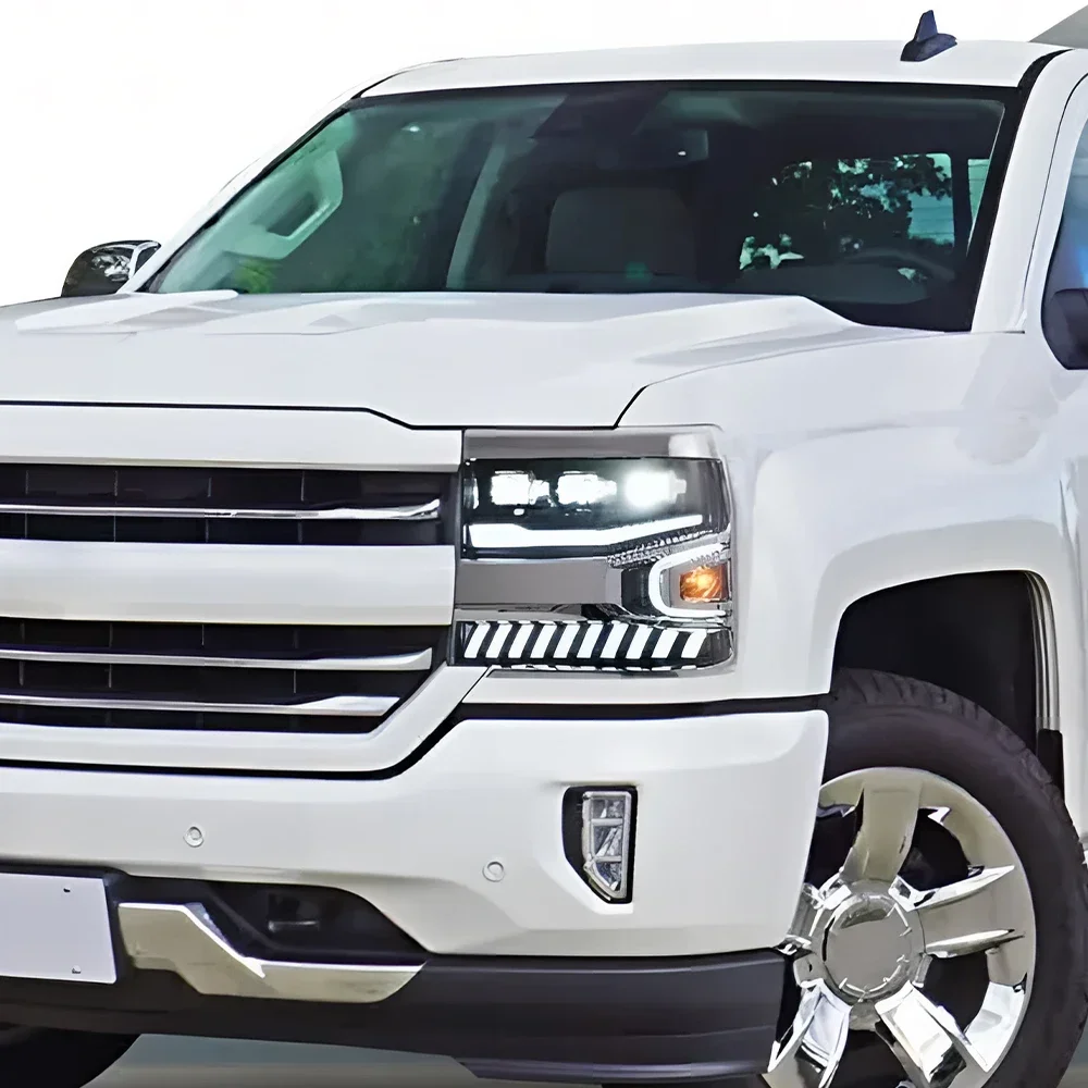 Модернизированный автомобильный передний фонарь для Chevrolet Silverado 2016-2018, светодиодные автомобильные фары в сборе, динамические 3 линзы проектора, аксессуары для инструментов