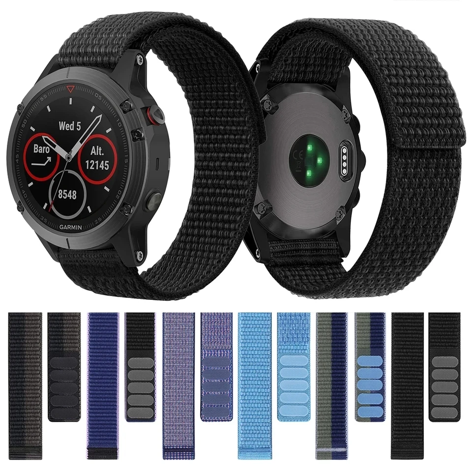 Нейлоновый ремешок с крючком 26 мм 22 мм для Garmin Fenix 6X 6 Pro 5X 5 7X 7 Epix 2 Forerunner 965 955 945 935 Браслет для часов
