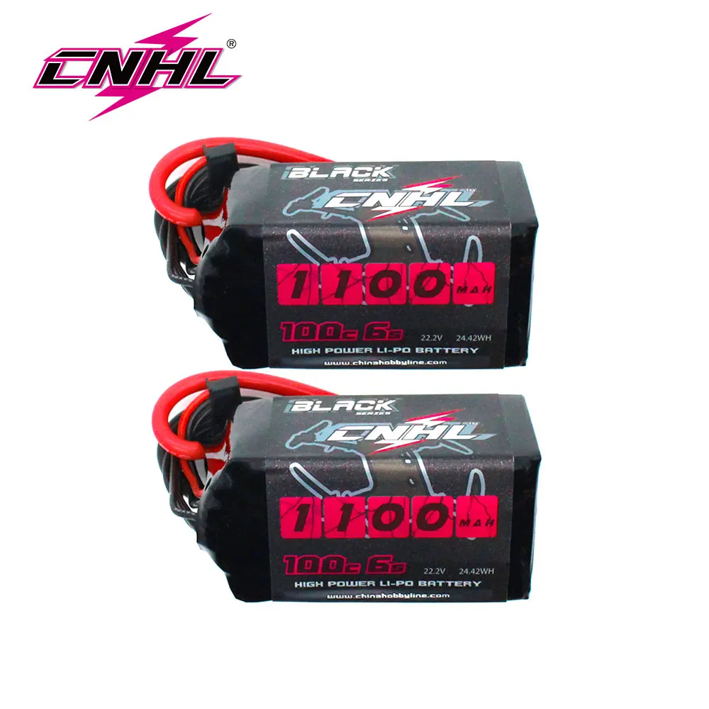 2 шт. CNHL 6S 22,2 В Lipo аккумулятор 1100 мАч 100C черная серия с разъемом XT60 для радиоуправляемого автомобиля, самолета, вертолета, дрона, квадрокоптера FPV