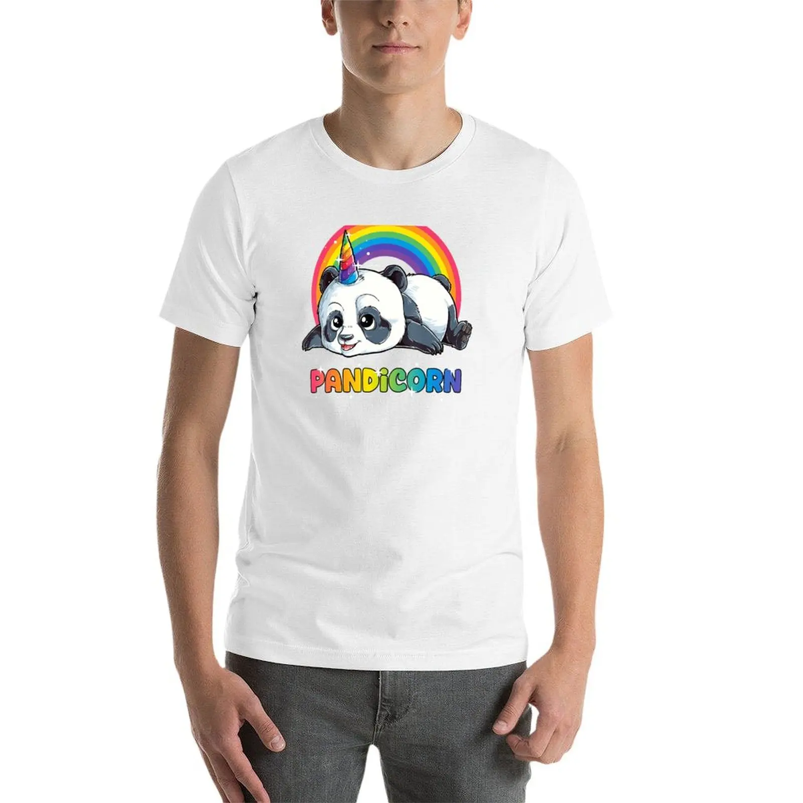 Фото Рубашки с пандой для девочек и женщин, футболка Pandicorn с единорогом Pandacorn, мужские роскошные мужские футболки, футболка с рисунком №4