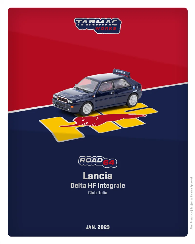 Синяя модель автомобиля Tarmac 1:64 Lancia Delta HF integrale Club Italia