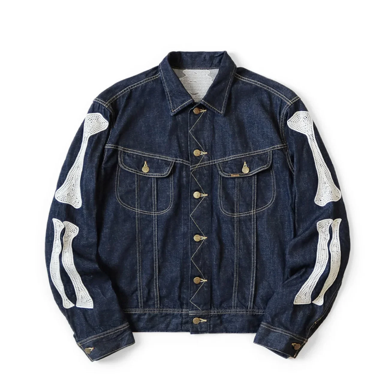 24SS KAPITAL Hirata Hiroshi японская джинсовая свободная куртка с лацканами и костяной вышивкой, мужские пальто, новинка