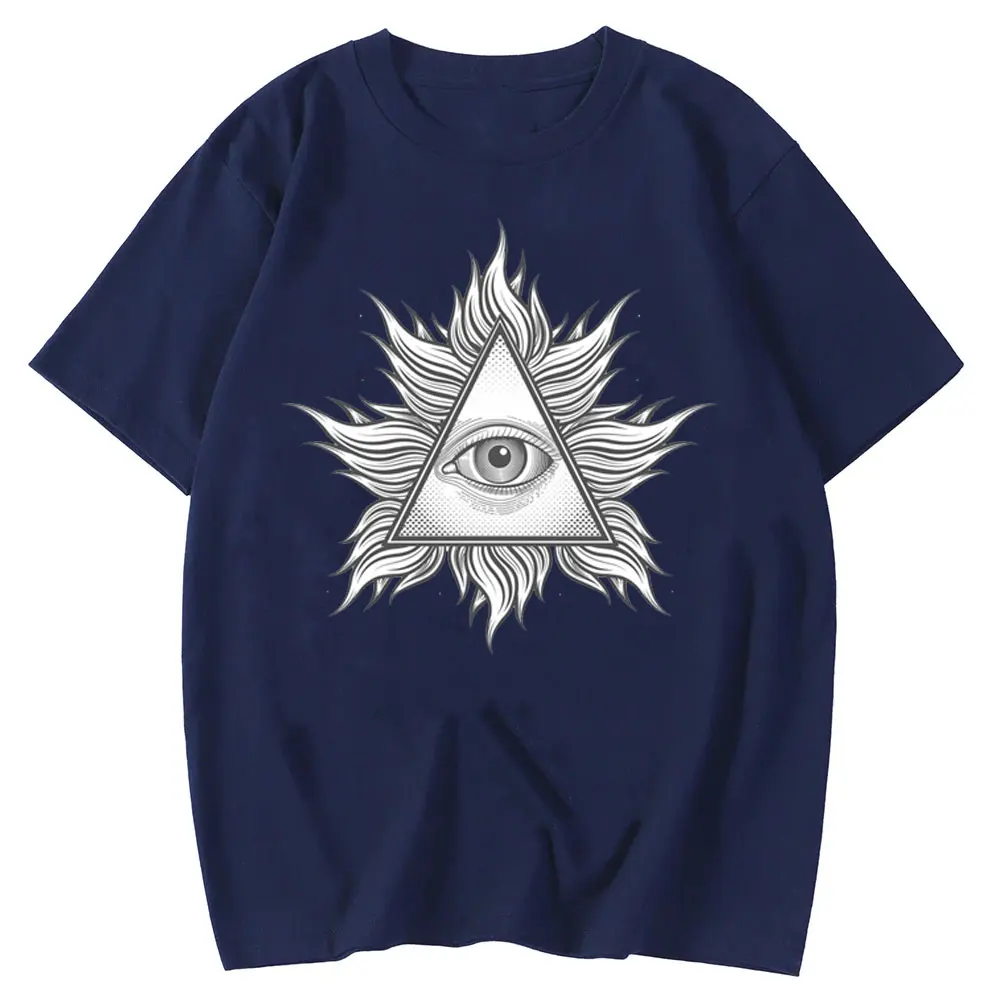 Фото All Seeing Eye, Eye of Providence, Space, Galaxy, Sky, Gold, Freemasons Классическая футболка с графическим рисунком Мужская винтажная летняя одежда из хлопка №4