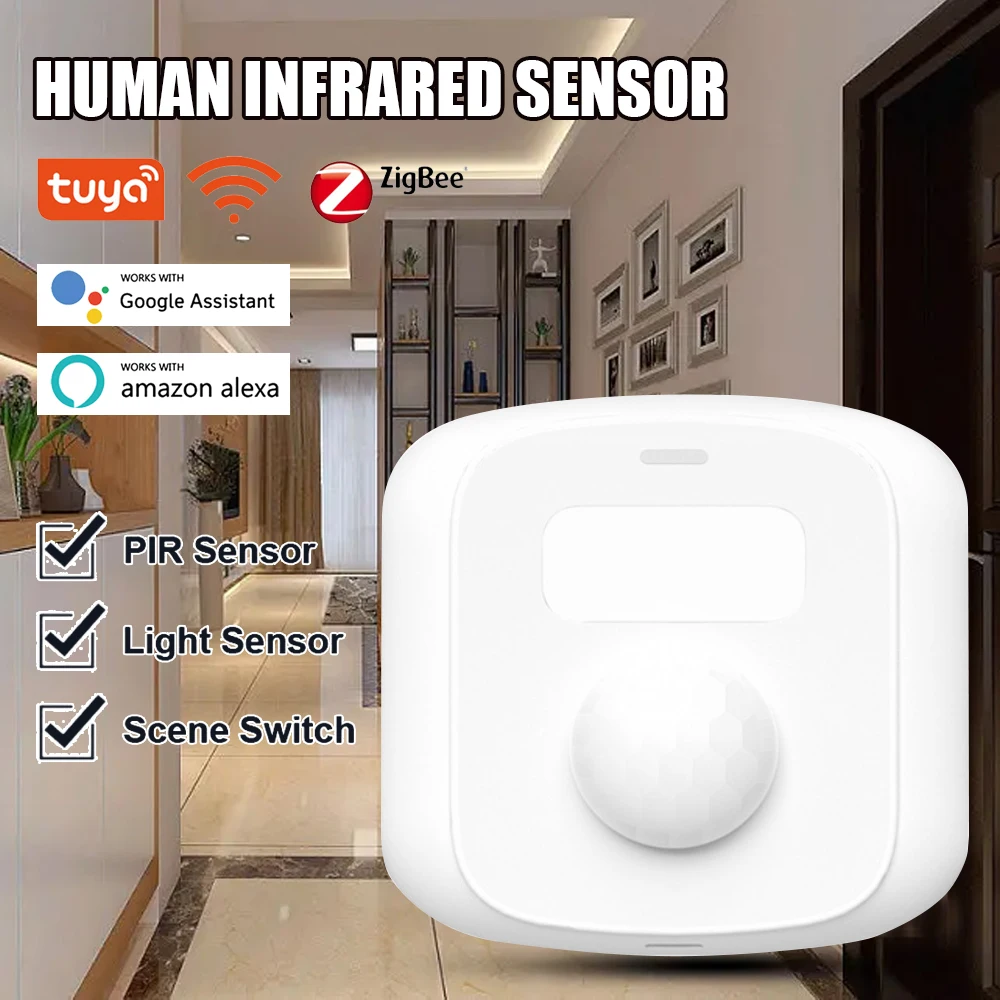 Tuya Wi-Fi Zigbee Датчик движения Инфракрасный 2/3 в 1 с фотодетектором Переключатель сцен для домашней безопасности