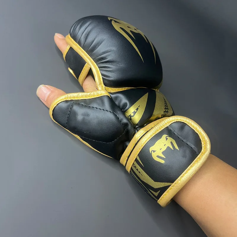 Профессиональные боксерские перчатки с открытыми пальцами Для MMA, утолщенные боксерские перчатки из искусственной кожи для смешанных боевых искусств, тренировочные боксерские аксессуары