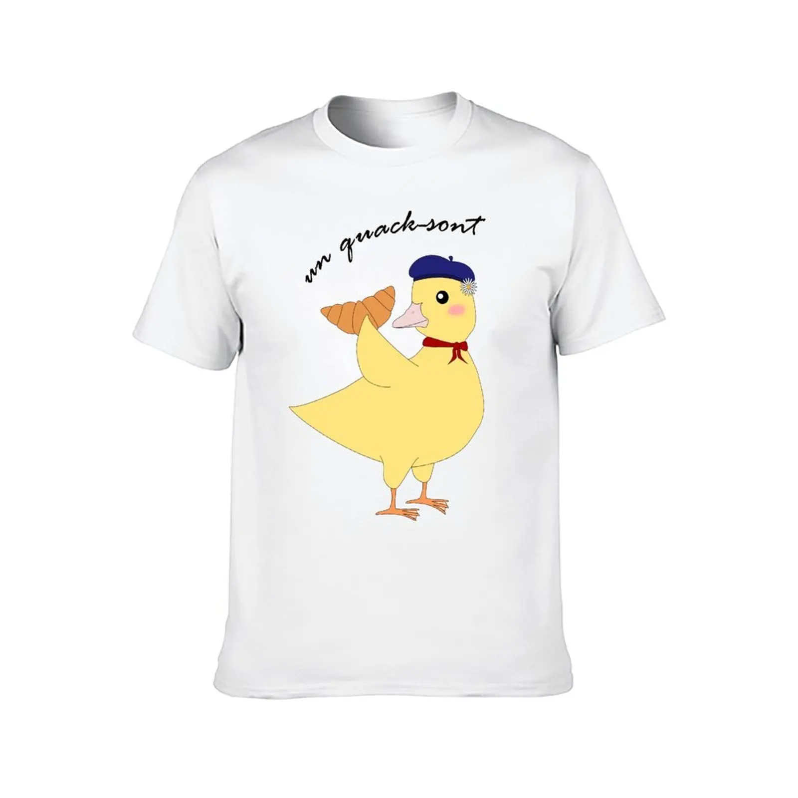 Фото Футболка с французским утенком и круассаном (Quack-sont), незаменимая футболка, мужские забавные футболки с рисунком №2