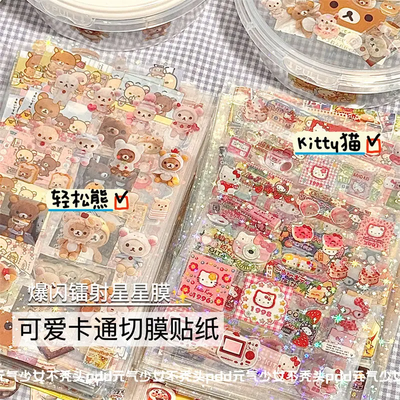 Фото Оригинальные аниме Rilakkuma hellokitty наклейки Kawaii мультфильм милые портативные наклейки из материала подарочные игрушки для девочек-студентов №3