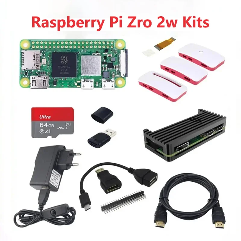 Raspberry Pi Zero, 2 Вт, четырехъядерный, 64-разрядный телефон, Bluetooth BLE и WiFi, Pi Zero 2 Pi 0, опциональный источник питания