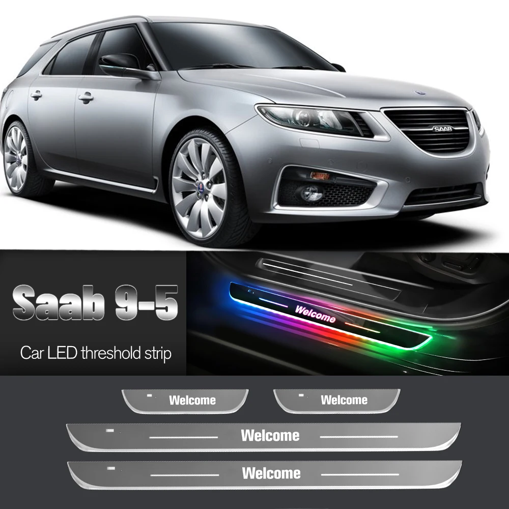 Автомобильный порог для Saab 9-5 1997-2012 2002 2005 2006 2010, индивидуальный логотип, светодиодный светильник на порог, педаль, аксессуары