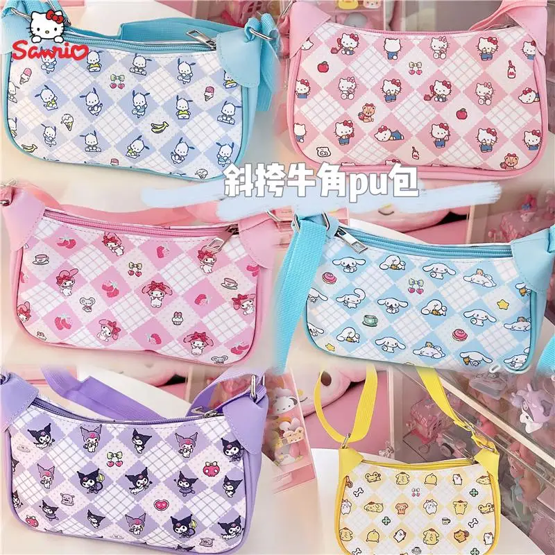 Мультяшные Sanrios Hello Kittys Cinnamoroll Kuromi Kawaii, милая сумка через плечо для девушек, Диагональная Сумка через плечо для студентов, сто искусственных