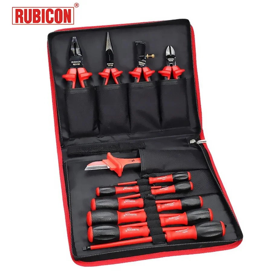 Япония RUBICON 14 шт. VDE изолированные плоскогубцы набор отверток с набором инструментов 1000 В набор инструментов для ремонта электрика NO.REV-14