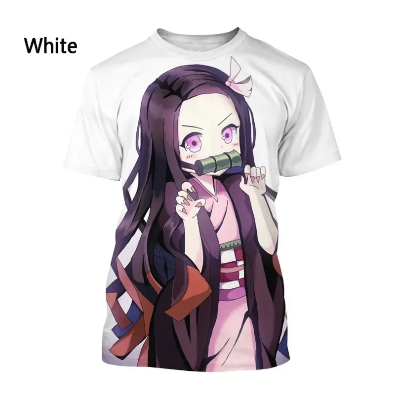 Фото Летняя футболка Demon Slayer Stampata in 3D Unisex Casual Harajuku Abbigliamento Oversize Personaggio Dei Cartoni Animati Kimetsu №2