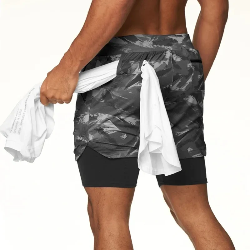 Pantalones Cortos Deportivos Para Correr Para Hombre, 2 En 1, De double Cubierta, Con Bolsillos, Para Verano, 2024