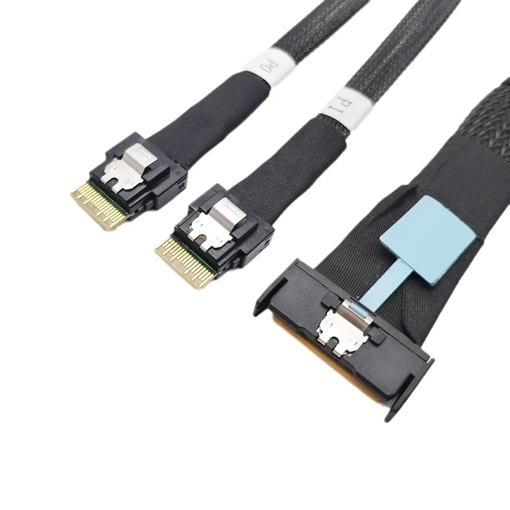 Фото ПК Gen5 MCIO X8 Slim SAS MCIO 8i, двойной адаптер для передачи данных сервера, настраиваемый кабель Oculink SATA 8087 дюйма №3