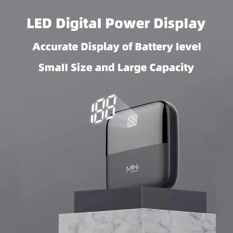 Фото 20000mAh Мини мобильный источник питания большой емкости Портативный мобильный источник 22.5W быстрое зарядное устройство с двойным USB цифровым дисплеем ультратонкий мобильный резервный аккумулятор №3