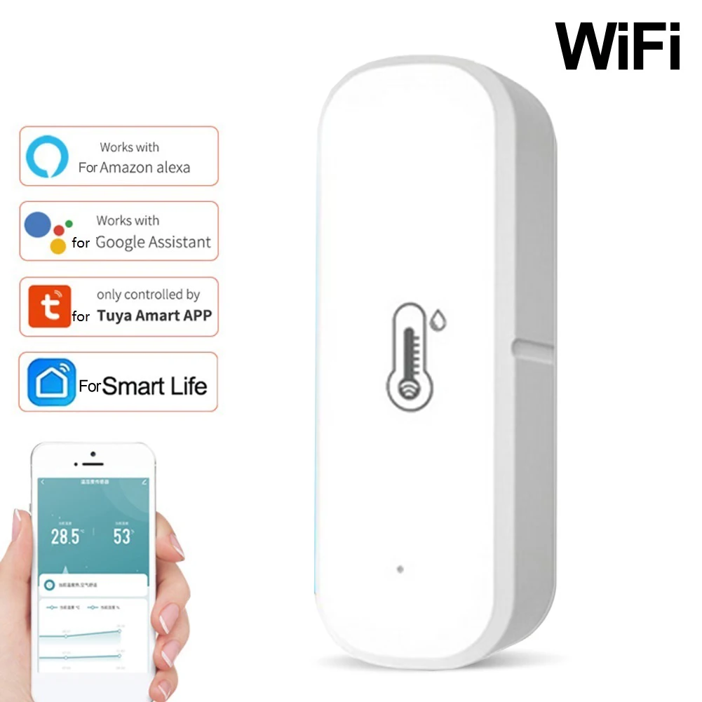 Фото Новый Wi-Fi датчик температуры и влажности для Tuya, поддержка Alexa для Google Home, удаленный контроллер внутреннего гигрометра №3