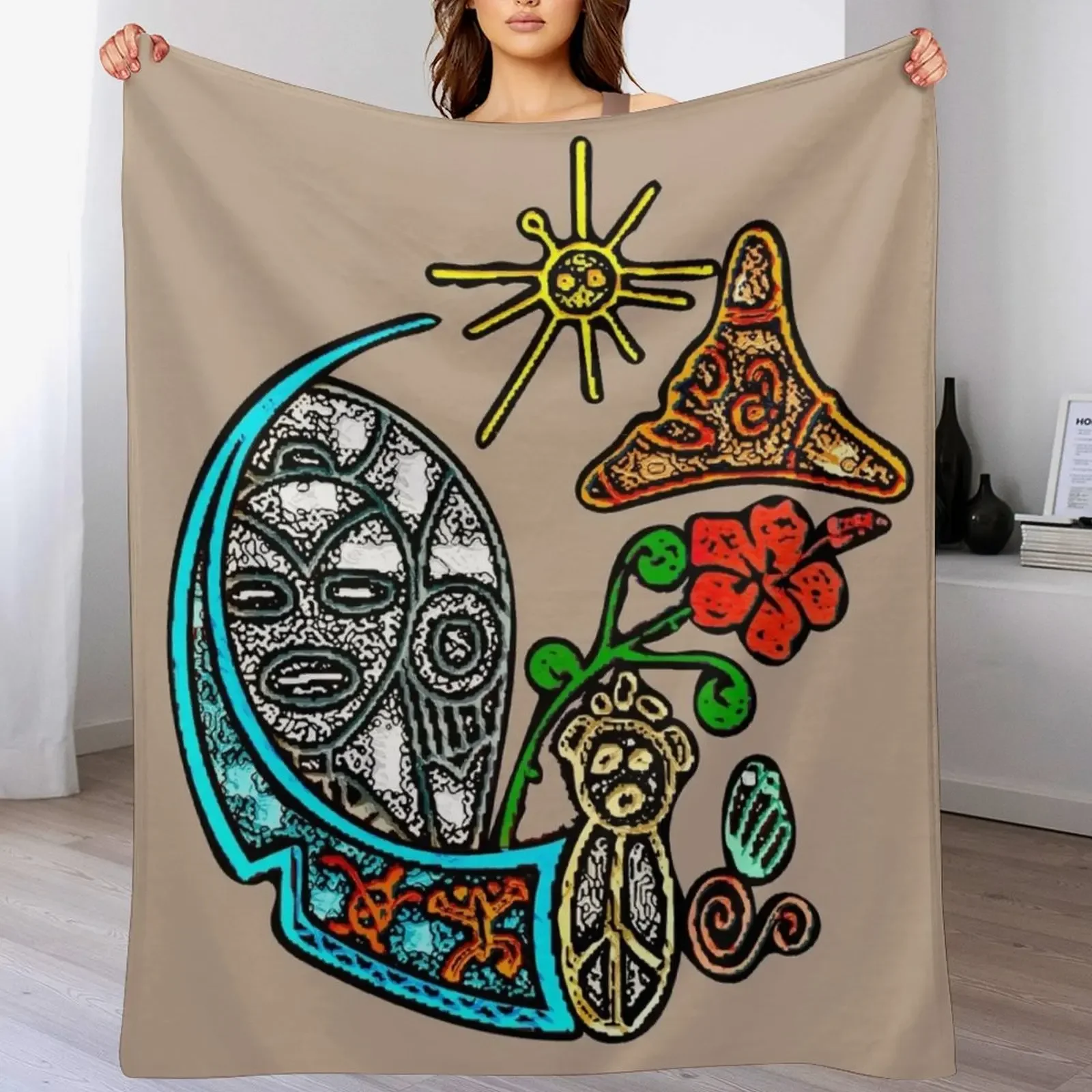 Одеяло Atabey Goddess Taino с символами Пуэрто-Рико, плед, покрывала для младенцев, одеяла