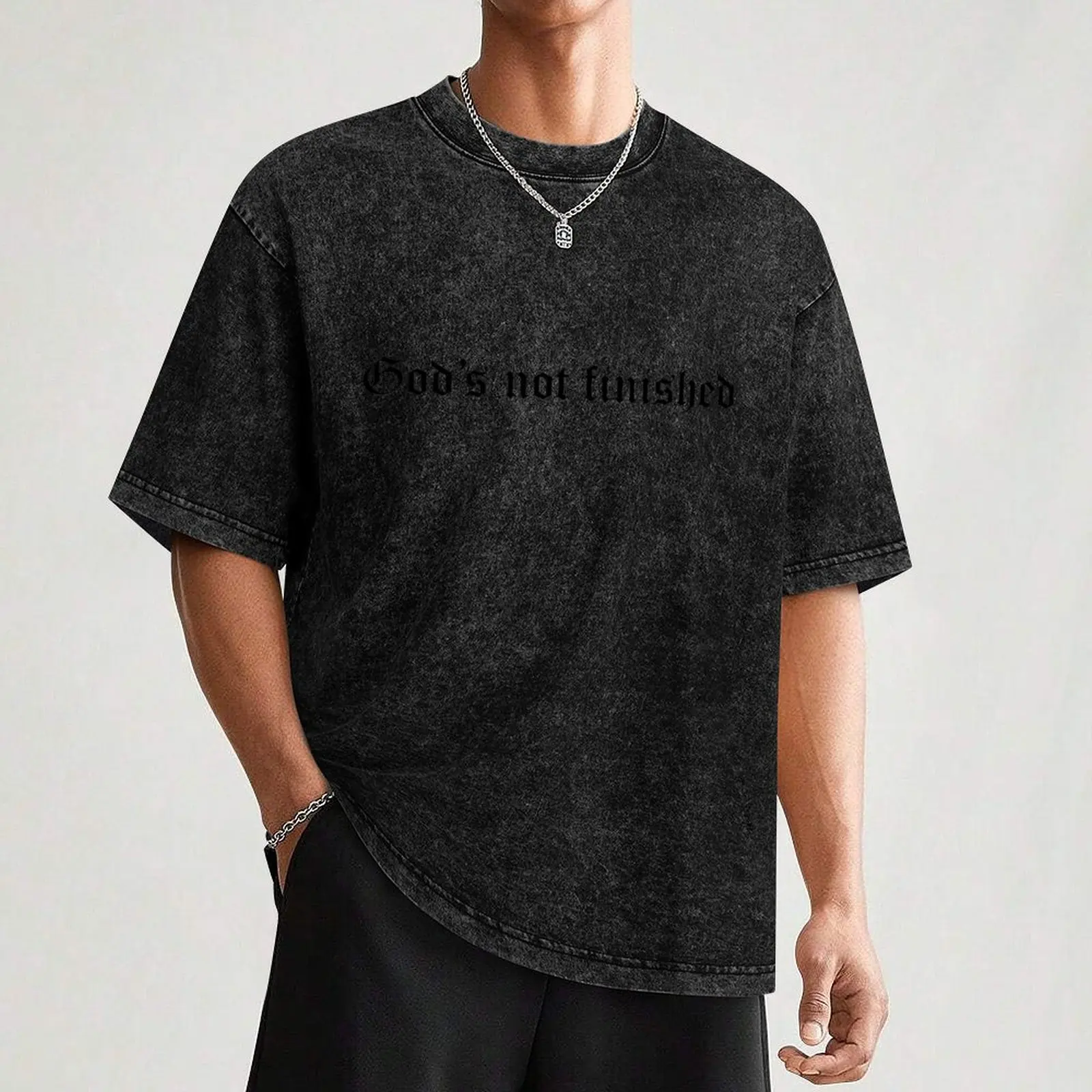 Фото Футболка Kanye West God's not finished, винтажная футболка с рисунком, мужская одежда, дизайнерская футболка для мужчин №3