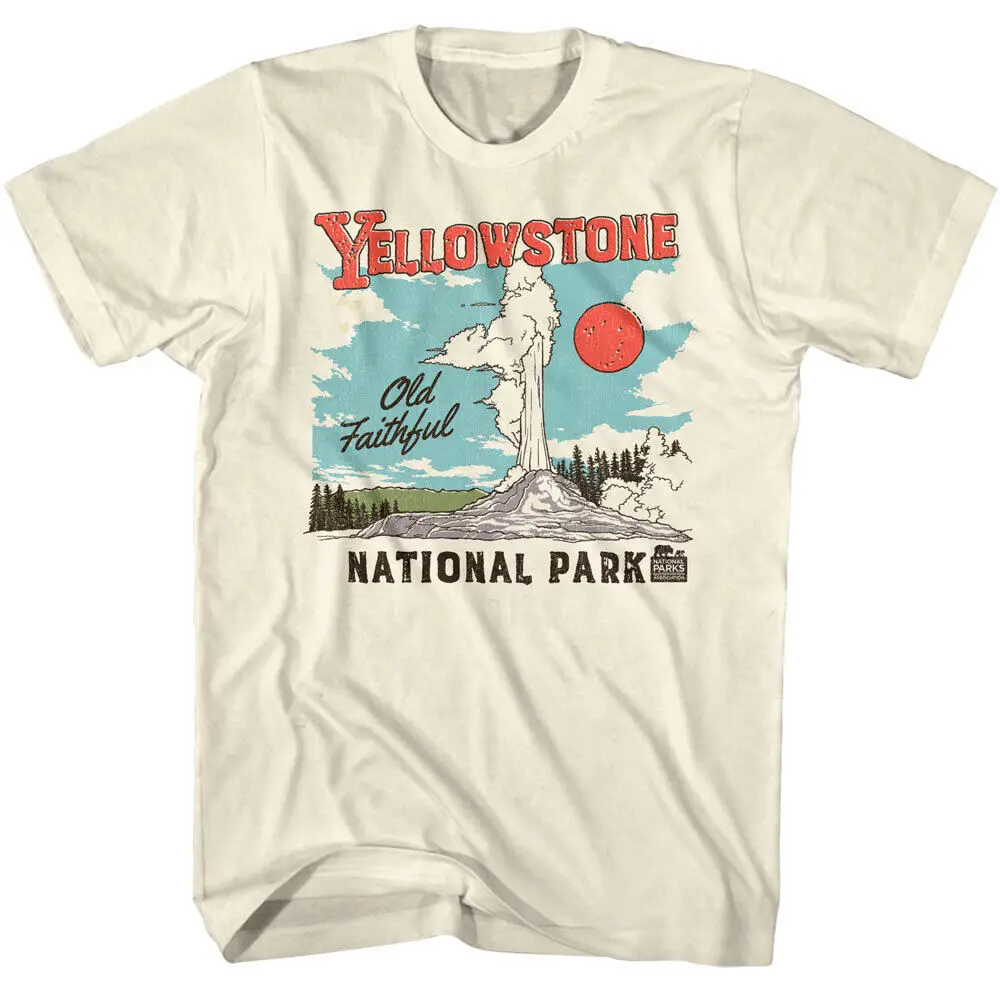 Мужская футболка Yellowstone Old Faithful, национальная парка гейзера, Вайоминг, Айдахо, Монтан