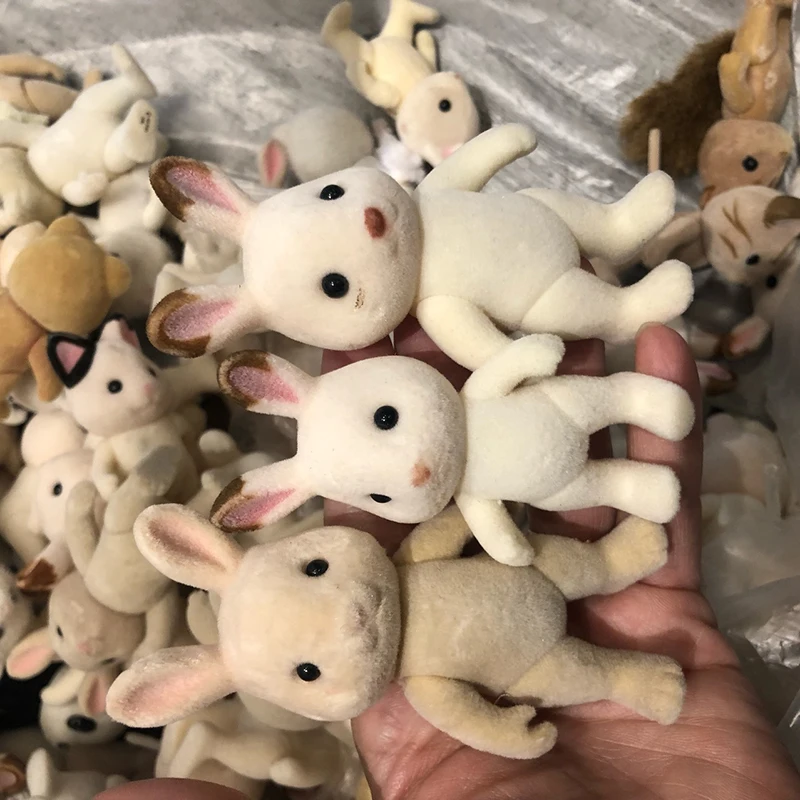 Лесная Семейная Фигурка Животного, Игрушка, Плюшевая Ручная Кукла, Кролик, Медведь, Собака, Пушистая Модель Куклы Для Детей