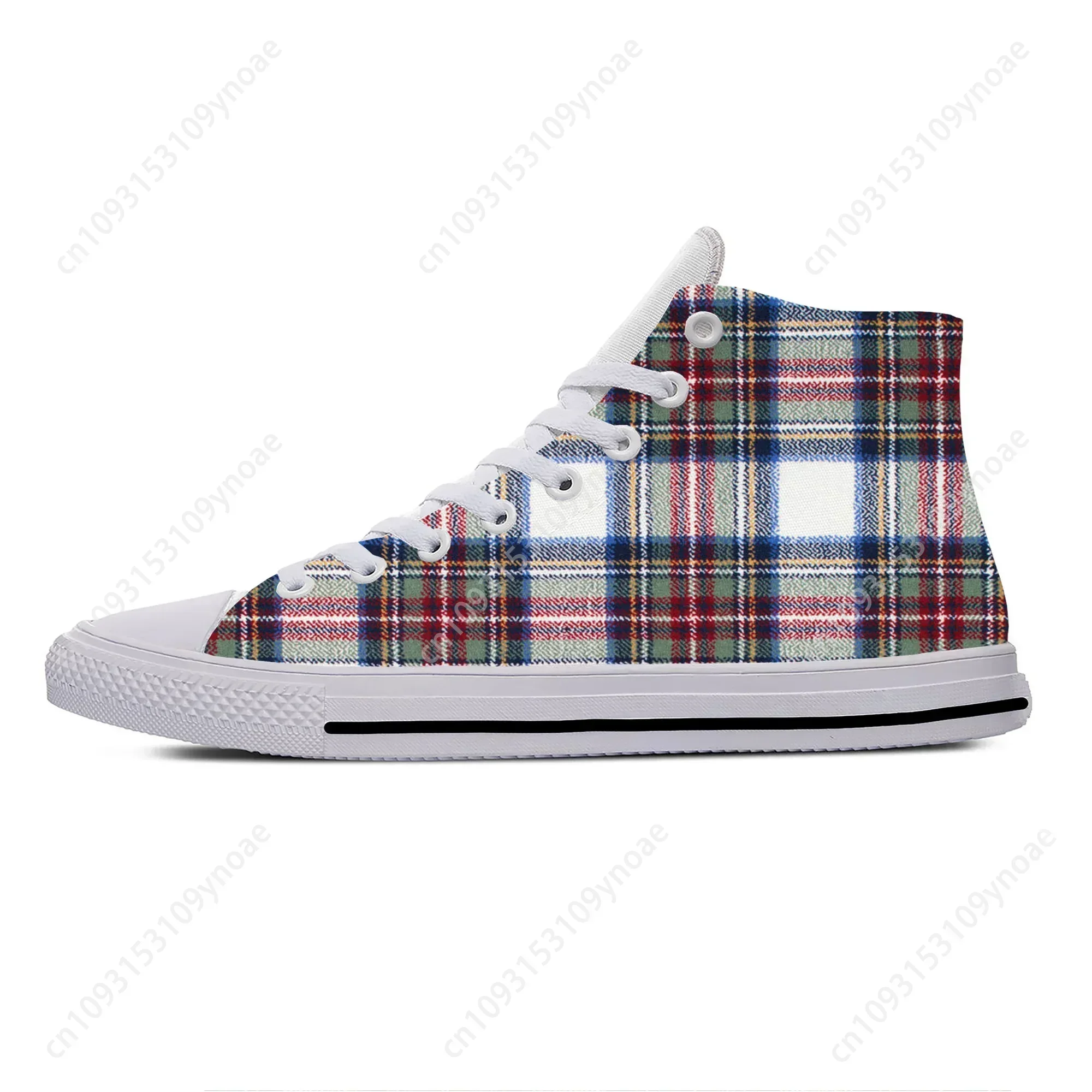 Популярная крутая шотландская клетчатая обувь Stewart Tartan Clan, модная повседневная обувь, дышащие мужские и женские кроссовки с высоким берцем, легкие туфли для доски