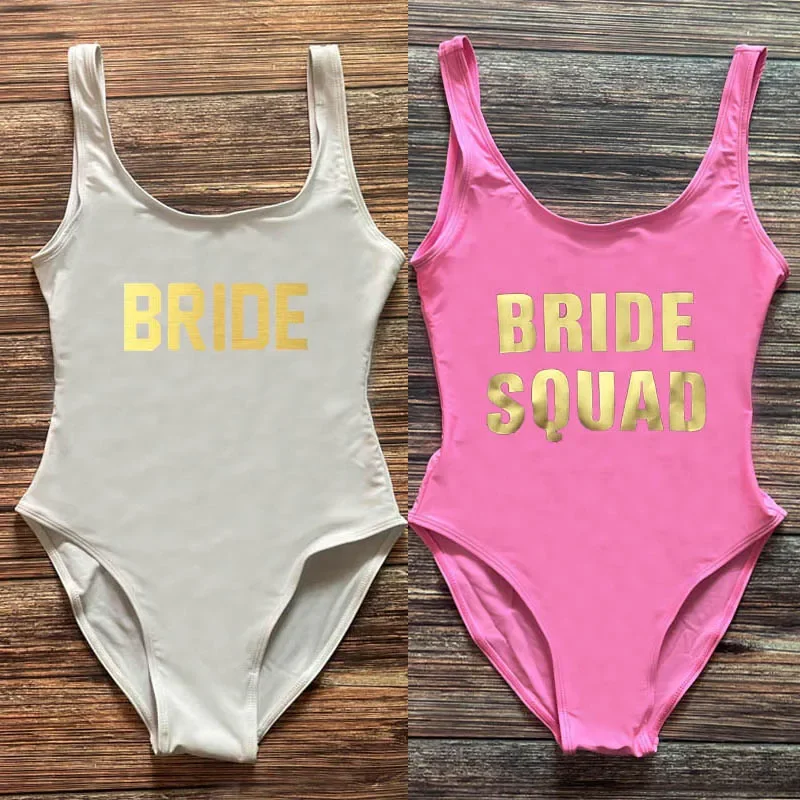 S-3XL BRIDE SQUAD цельный купальник невесты женский летний купальный костюм сексуальная пляжная одежда для мальчишника купальный костюм для девочек (art.: 3920cd100622e) - 3920cd100622e