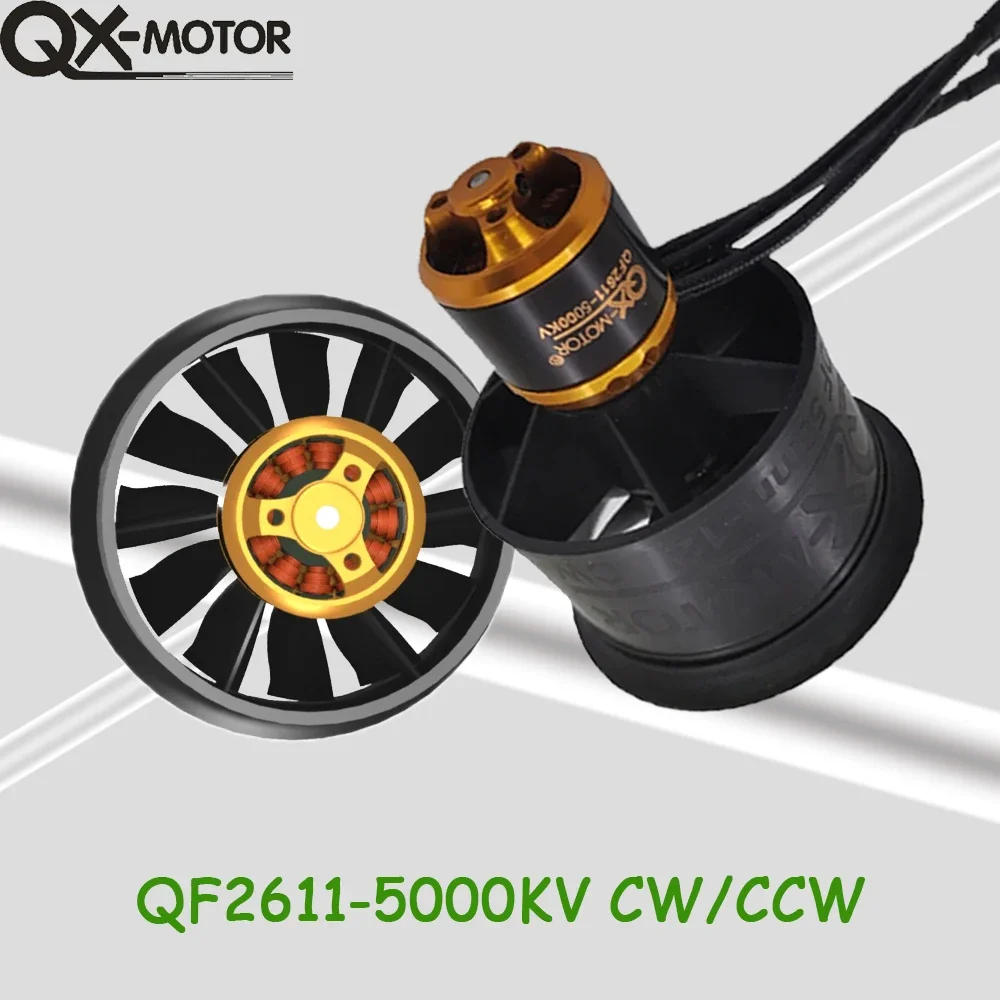 QX-MOTOR QF2611-5000Kv Бесщеточный двигатель 50 мм с 12 лопастями EDF CW/CCW, оснащенный ESC 50 А, подходит для игрушечного самолета с дистанционным управлением
