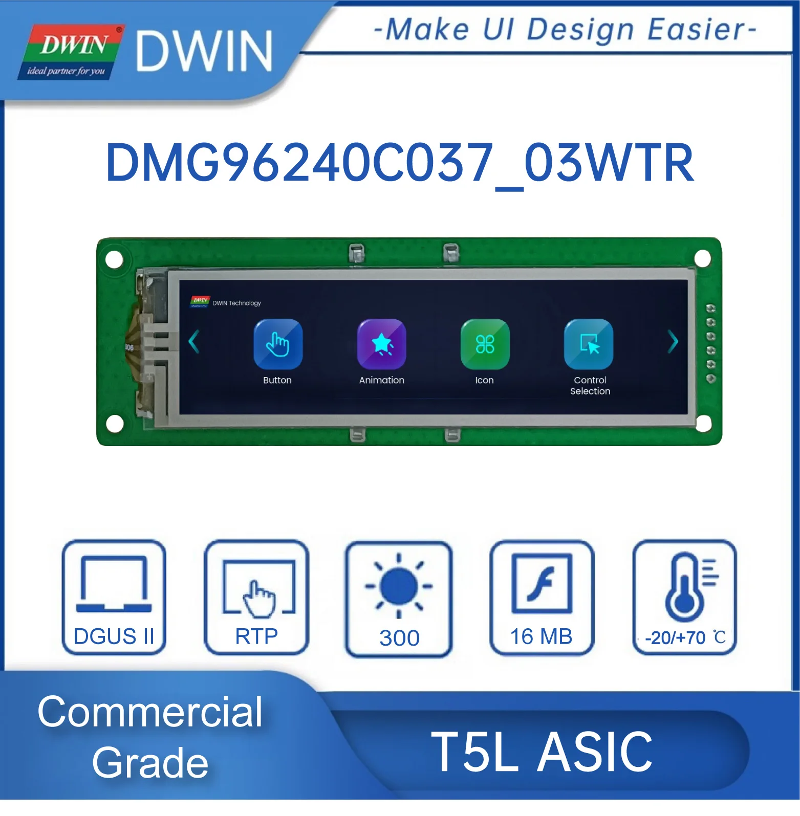 Фото ЖК-экран dmg96240c037 _ 03w с диагональю 3,7 дюйма и разрешением 240*960 пикселей №2