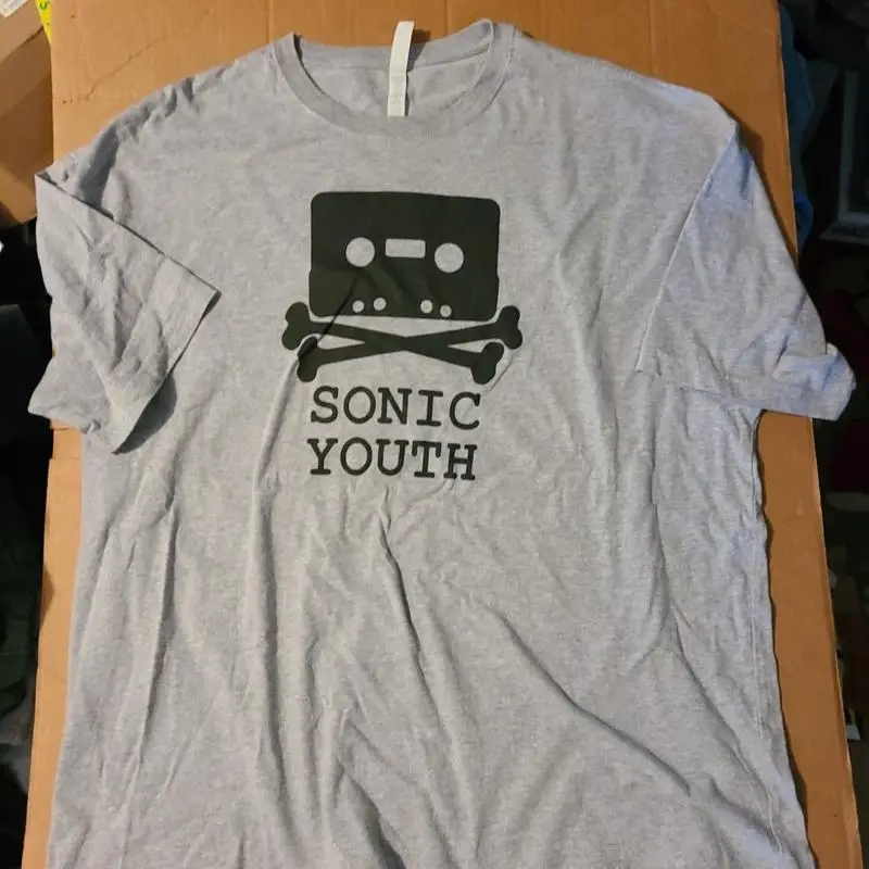 Серая футболка Sonic Youth Cross Bones Cassete 3XL Bella Canvas