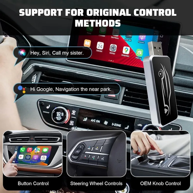 2 в 1 беспроводной адаптер CarPlay Android Auto 5 ГГц с автоматическим подключением USB-C Plug Play для iPhone Samsung iOS Android Cars 2016+ без приложения (art.: 3920ccb3cff50) - 3920ccb3cff50