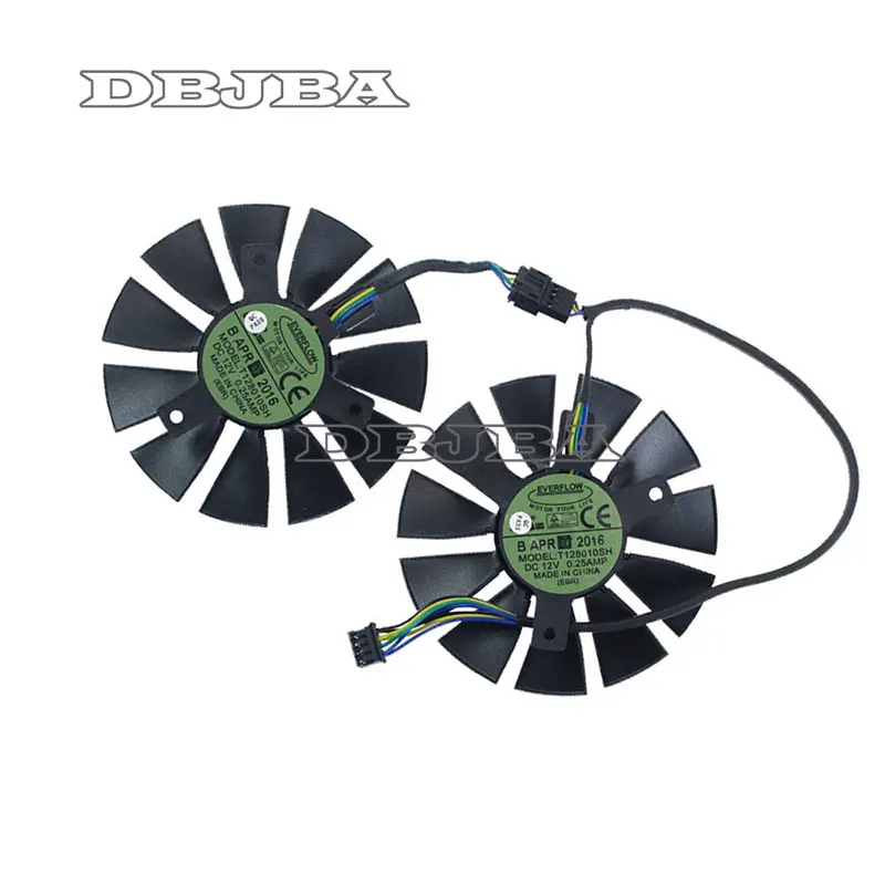 Вентилятор 75 мм для ASUS STRIX GTX750Ti GTX 950 960 R9-370 RX-460, двойной вентилятор T 128010 SH 0,25 А