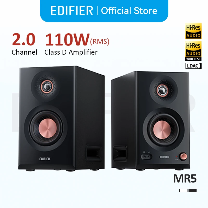 Edifier MR5 Студийный монитор с тройным усилением Динамик 2.0 Система Bluetooth V6.0 LDAC Hi-Res Audio Беспроводные колонки 110 Вт RMS
