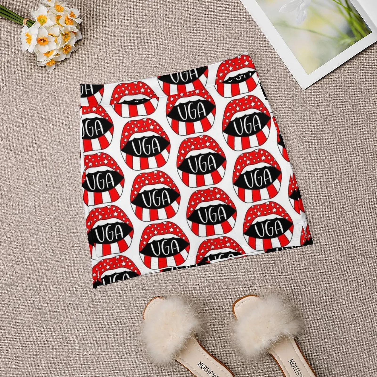 Фото Uga Женская юбка Эстетические юбки Новая мода Короткие юбки Lips Mouth Dawgs Uga Smart Football Team Game Sanford Athens Georgia №5