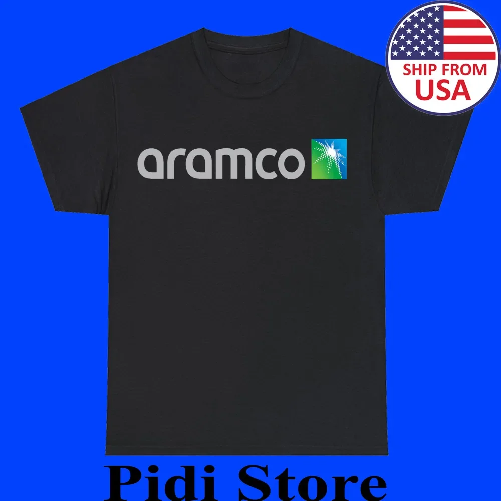 Мужская черная футболка Aramco Oil Racing Team, размеры от S до 3XL