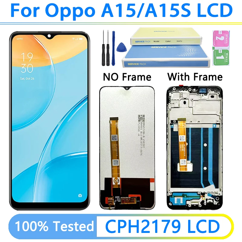 A15S экран дисплея для OPPO A15 ЖК-дисплей с цифровым преобразователем сенсорного экрана в сборе CPH2185 CPH2179 Замена ЖК-дисплея