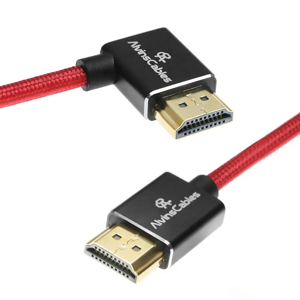 Кабели Alvin, высокоскоростной кабель 8K HDMI 2.1, 8K при 60 Гц, 4K при 120 Гц, плетеный спиральный кабель BMPCC, для Canon C300 C500, прямоугольный красный